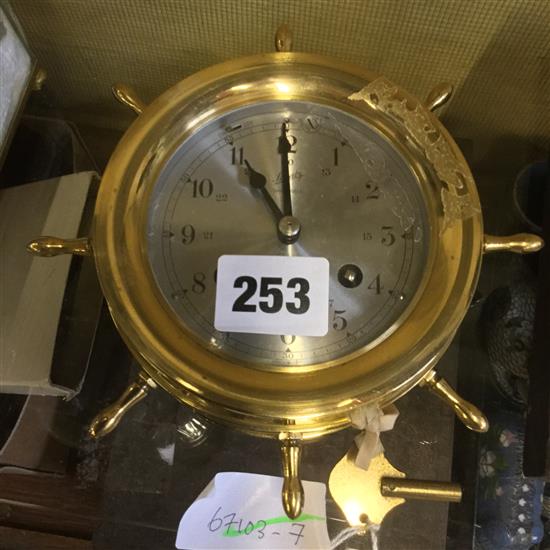 A Schutz brass ships clock